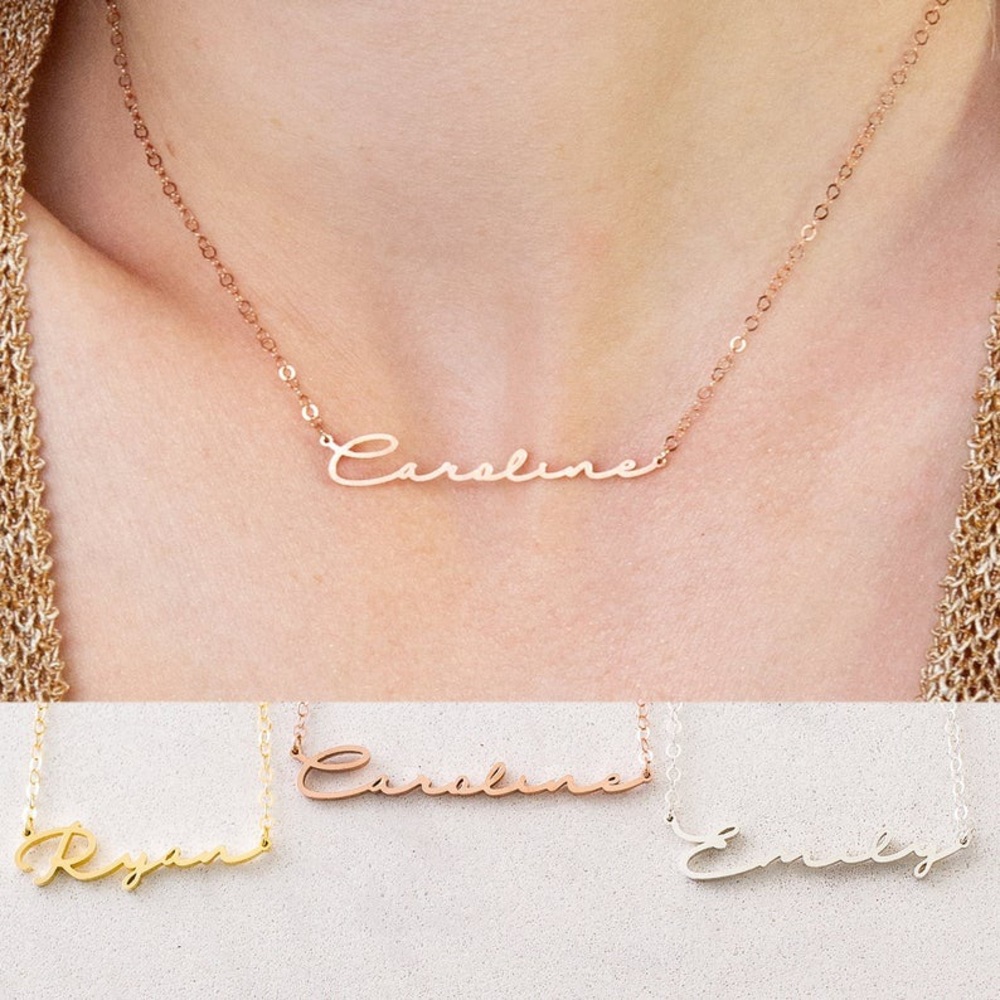 14k custom cursive letters necklace